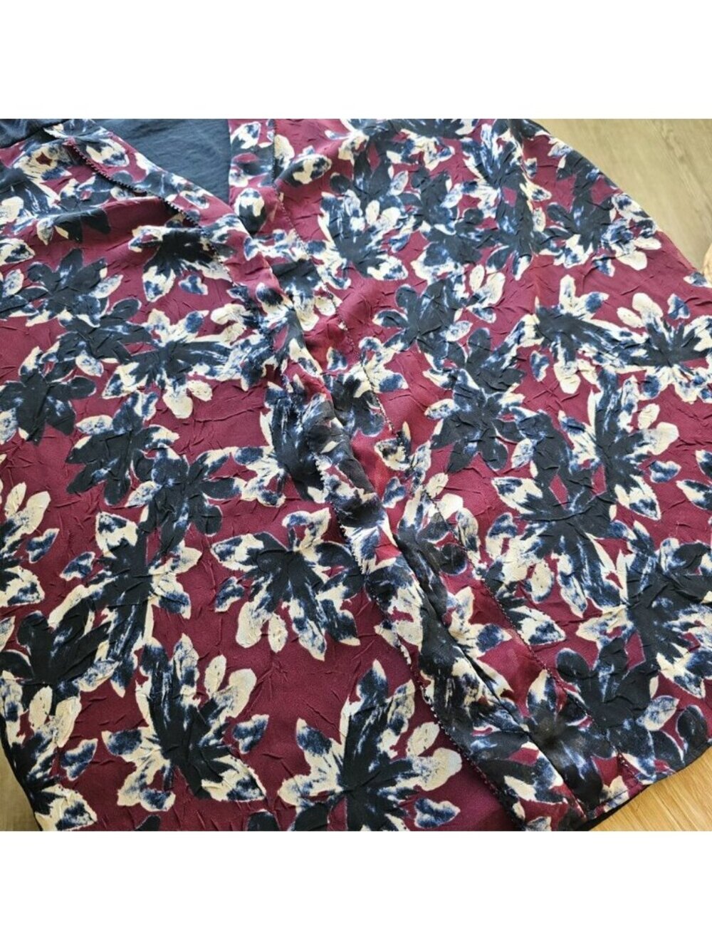 Whimsigoth Grunge V Neck Abstract Elegant Chic Floral Top - Picture 4 of 5